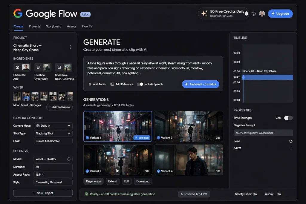 how to use veo 3 for free without watermark in google flow with 50 free credits daily