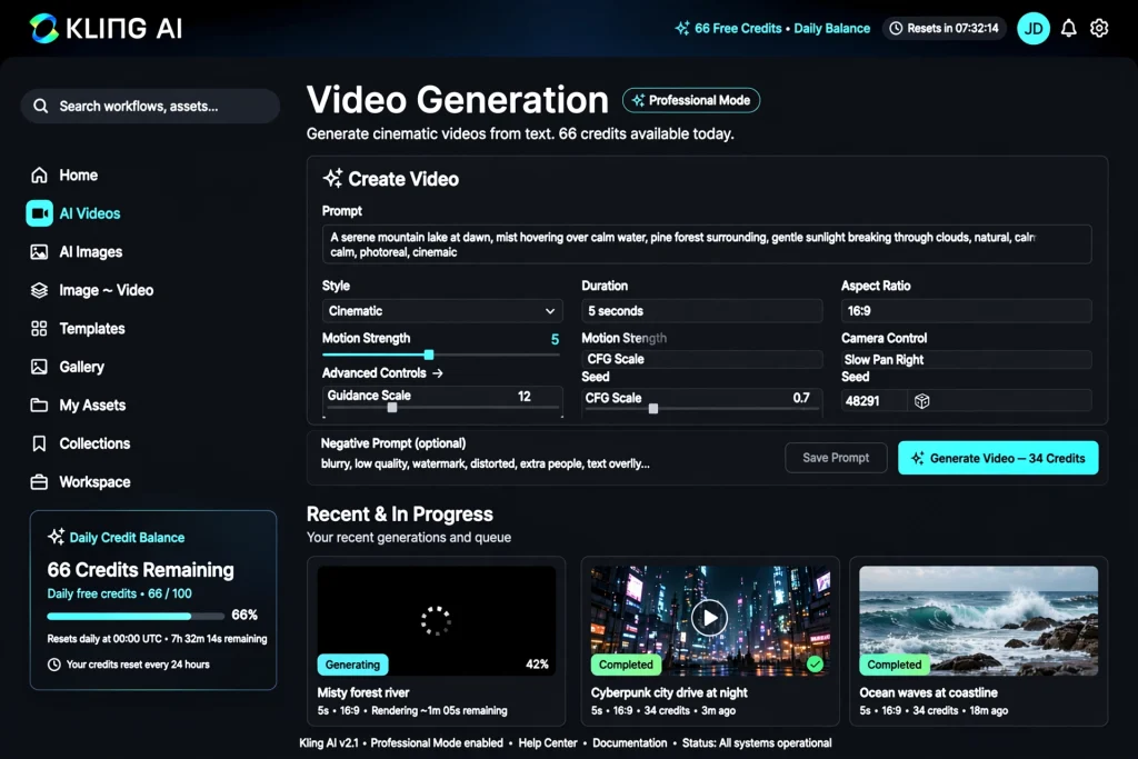 how to use veo 3 for free without watermark kling ai 66 free credits daily balance method