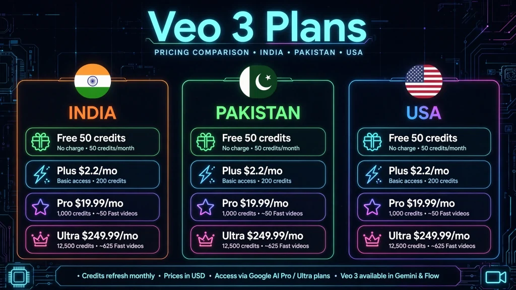 Veo 3 Pricing in Pakistan & India